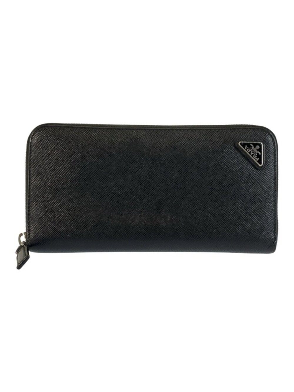 Prada Saffiano Black Silver Leather Wallet